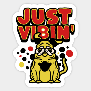 Funny Bulldog Just Vibin Sticker